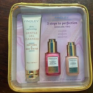 Findley Skincare Trio Set Gentle Gel Cleanser Face Eye Serum Vitamin‎ C Travel